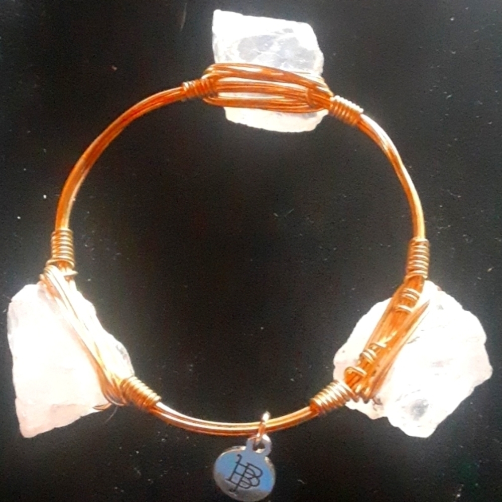 Bourbon and Bowties Gold Tone Wire Bracelet with Clear Stones - Picture 5 of 5